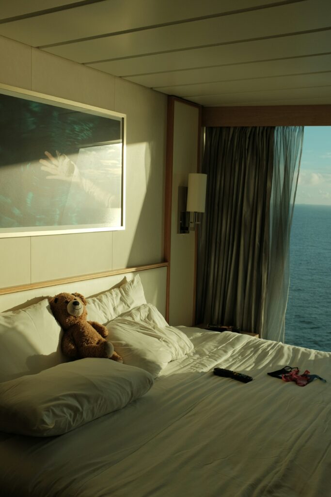 Balcony view from cruise cabin with ocean view